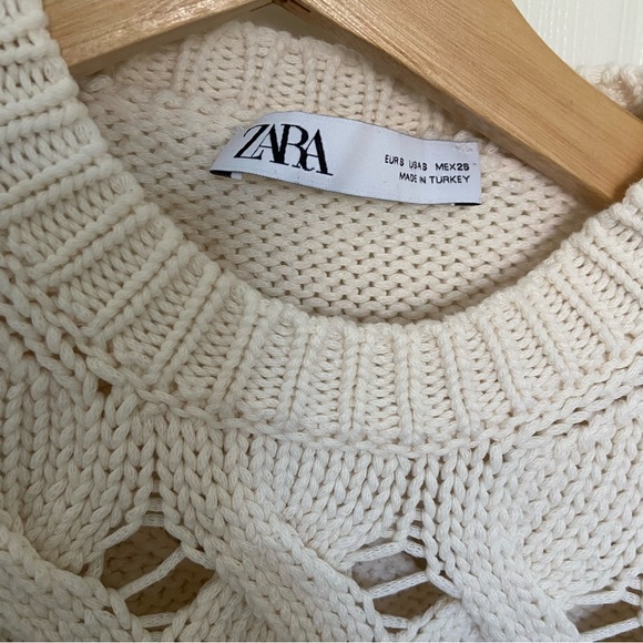 Zara Cable Knit Sweater with Balloon Sleeves - Picture 5 of 5